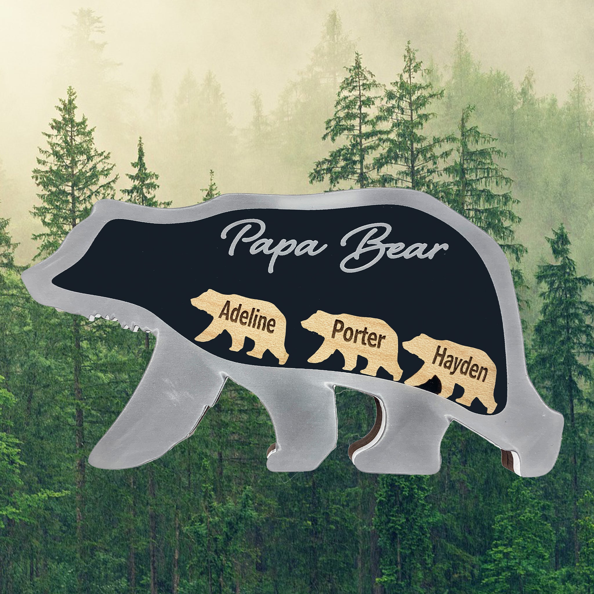 Papa Bear Gift Personalized Magnet for Dad Father or Grandpa Gifts