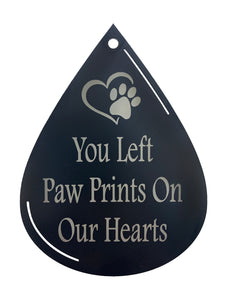 Pet Memorial "Paw Prints On Our Hearts" Large 28 inch Silver Wind Chime Loss of Dog or Cat Remembering Animal Gift by Weathered Raindrop