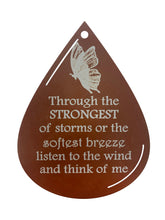 Memorial Butterfly Wind Chime Gift Sympathy Teardrop Wind Chime in Memory Deep Tone and Personalized by Weathered Raindrop