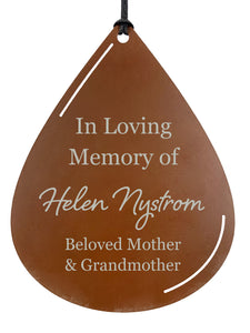 Memorial Golfer Wind Chime Teardrop Sympathy Gift in Memory Deep Tone and Personalized by Weathered Raindrop