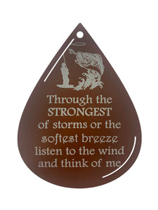 Memorial Fisherman Silver Wind Chime Teardrop Sympathy Gift in Memory Deep Tone and Personalized by Weathered Raindrop