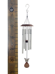 Butterfly Silver Memorial Wind Chime Gifts in Memory after a Loss of a Loved One-Sympathy Gift Set by Weathered Raindrop