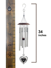 Memorial Gift in Sympathy “Endlessly Loved & Forever Missed" Silver Large Heart Spinner Wind Chime by Weathered Raindrop