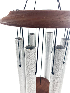 Memorial Fisherman Silver Wind Chime Teardrop Sympathy Gift in Memory Deep Tone and Personalized by Weathered Raindrop