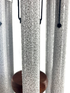 Pet Memorial "Paw Prints On Our Hearts" Large 34 inch Silver Wind Chime Loss of Dog or Cat Remembering Animal Gift by Weathered Raindrop