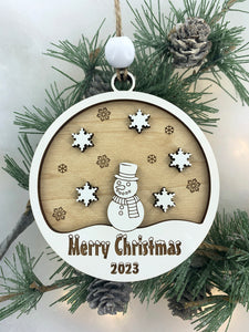 Modern Farmhouse Snowman Holiday Ornament 2023 Keepsake Christmas Tree Ornaments Exchange Gift