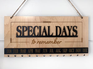 Christmas Gifts SPECIAL Days to Remember Calendar Sign Board  in Oak or Black, Engraved Circles