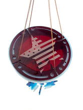 SALE: Stars and Stripes 4th of July Sea Glass Red White and Blue Wind Chime Sun Catcher Garden Gift Set