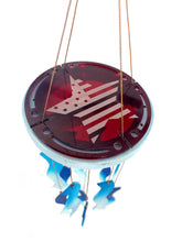 SALE: Stars and Stripes 4th of July Sea Glass Red White and Blue Wind Chime Sun Catcher Garden Gift Set