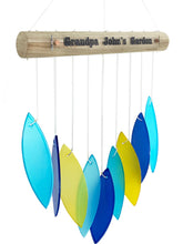 Grandpa's Garden Stained Glass Custom Sun Catcher in Blue or Green Wind Chime Gift Set for Dad or Grandpa Add Any Name or Saying