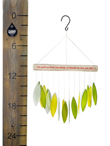Christmas Gift In Memory Stained Glass Memorial Custom Green Wind Chime Red Words Sun Catcher Sympathy Gift by Weathered Raindrop