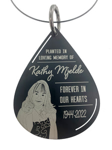 Custom Picture Memorial Tree Dedication Plaque, Personalized Tree Marker Sign, Black or Rust Teardrop Metal Adjustable Tree Tag in Memory of a Loved One
