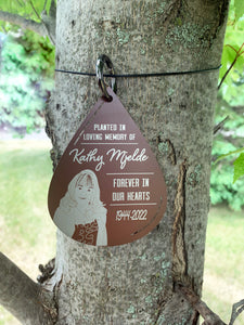 Picture Memorial Tree Dedication Plaque, Personalized Tree Marker Sign, Black