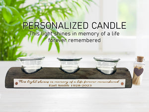Candle Memorial Gift “This Light Shines in Memory of a Life Forever Remembered" Driftwood Personalized