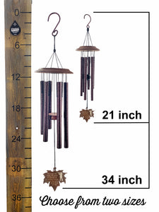 Memorial Hunter Wind Chime Leaf Sympathy Gift in Memory Deep Tone and Personalized by Weathered Raindrop