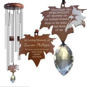 Cardinal Wind Chimes Outdoor Gift with Prism and Personalization WindChimes for outside Sympathy Remembrance of Mom Grandma