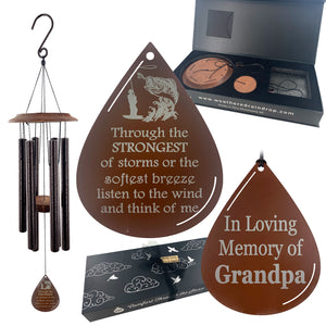 Memorial Fisherman Wind Chime Teardrop Sympathy Gift in Memory Deep Tone and Personalized by Weathered Raindrop