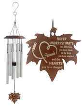 Teacher Appreciation Custom Wind Chime Gift Set with Leaf Sail - Deep Tone and Personalized - Thank You Gift for Teacher by Weathered Raindrop