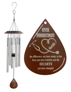 Nurse Appreciation Custom Wind Chime Gift Set Personalized Thank You Gift for Hospice, Nurse, Doctor, Health Care Worker