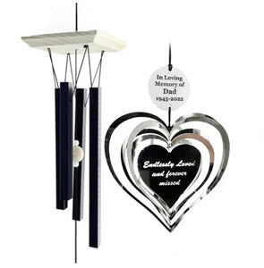 SALE Modern Farmhouse Heart Spinner Whitewash Square Top 26 inch Wind Chime Memorial Gift by Weathered Raindrop