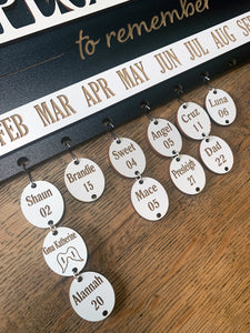 Additional Wood Tags: ENGRAVED for Calendar Wood Signs Family Birthdays & Heaven Days Board - Calendar Sets Sold Separately