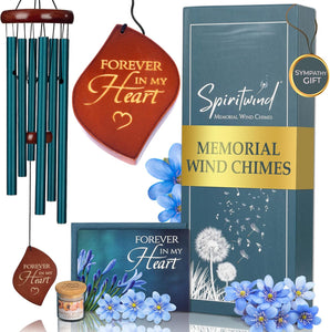 Memorial Wind Chimes 32" Ocean Blue Memorial Wind Chimes for Loss of Loved One -Sympathy Wind Chimes for Loss of Love One - Windchimes in Memory of a Loved One -Memorial Gifts & Funeral Gifts