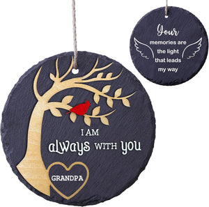 4'' Stone Wood Dad Memorial Ornament Christmas 2 Side Sympathy Cardinal I Am Always with You Keepsake Papa Daddy Father-In-Law Remembrance Gift Idea Window Xmas Holiday Decor HOT11-4D