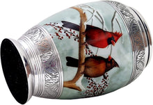 Beautiful Cardinal Couple Bird Cremation Large Urn for Human Ashes - Handcrafted - Affordable Urn for Ashes (Adult (200 Lbs) – 10.5 X 6 “, Urn)