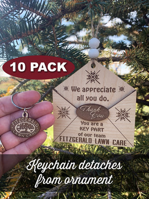 10 PACK Employee Ornaments & Keychains Gift Set Appreciation Gifts