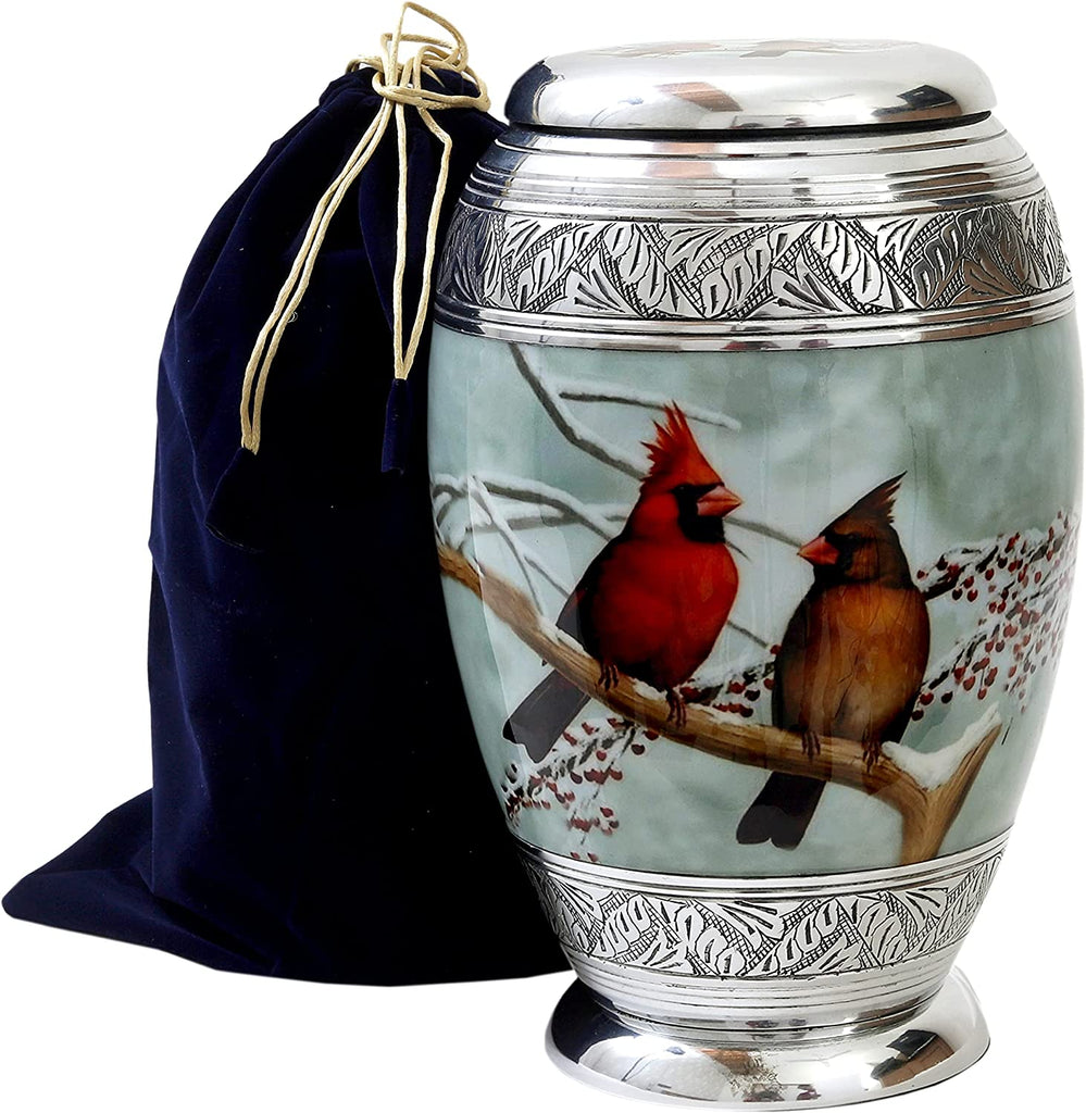 Beautiful Cardinal Couple Bird Cremation Large Urn for Human Ashes - H ...