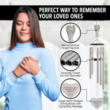 Angel Memorial Wind Chimes for Loss of Loved One - 34" Large Sympathy Wind Chimes, Memorial Gifts for Loss of Loved One Mother Father Husband, Bereavement Wind Chimes for outside Deep Tone