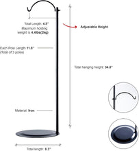 36 Inch Wind Chime Stand for Windchimes Lantern Hummingbird Feeder Solar Light Tabletop Black Max Loading 4.4Lbs