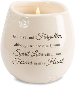 Gone yet Not Forgotten, Although We Are Apart, Your Spirit Lives within Me, Forever in My Heart 8 Oz Soy Filled Ceramic Vessel Candle Support Gifts