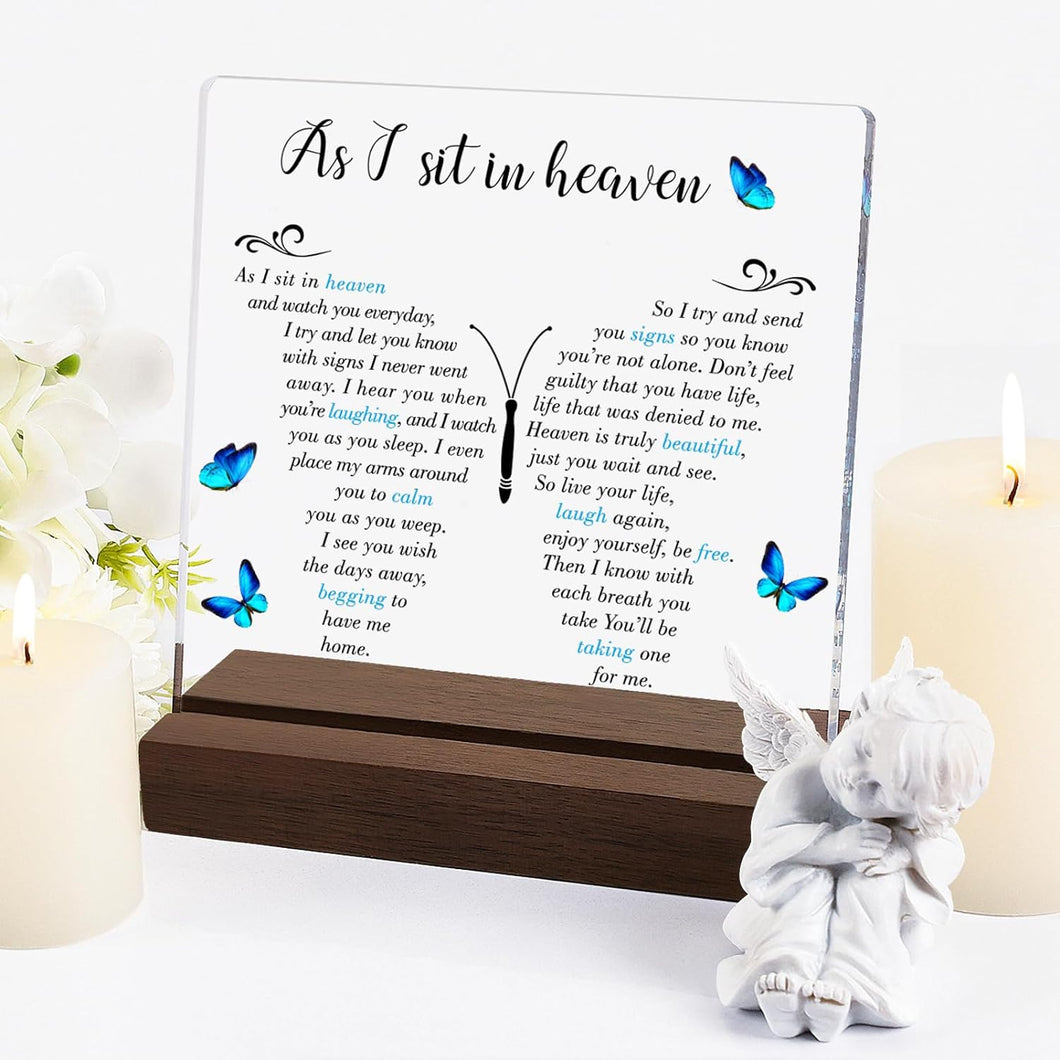 Memorial Gifts Plaque Sign - Sympathy Gifts for Loss of Loved One Father Mother, Condolences Gift Basket in Memory of Loved One, Bereavement Remembrance Funeral Grief Gifts