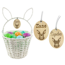 Easter Basket Custom Name Tags Wood Engraved - Personalize with Child's Name Choose from Boy or Girl Bunny Design Starting at $10