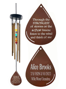 Memorial Gift Beaded Copper Wind Chime 16 inch Gift In Memory of a Loved One Outdoor Sympathy Chakra Rust Metal Teardrop