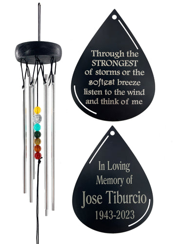 Beaded Silver Wind Chime 16 inch Gift In Memory of a Loved One Outdoor Memorial Teardrop by Weathered Raindrop