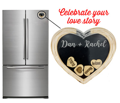 Your Love Story Personalized Valentines Day Gift Heart Magnet Gifts for Wife, Husband, Fiancé, Girlfriend, Boyfriend - Special Dates, Places & Events