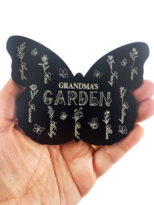 Mother’s Day Magnet Gift: Grandma's Garden Personalized Butterfly Gift for Mom, Nana, Granny, Mee-maw with Grandchildren's Names and Flowers by Weathered Raindrop