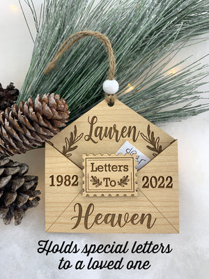 Letters to Heaven Memorial Holiday Ornament | Envelope Holds Letters | Remembering Loved One Personalized Gift by Weathered Raindrop