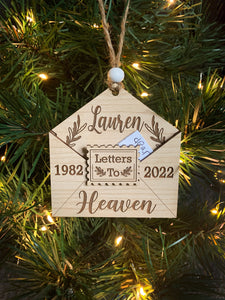 5 PACK Letters to Heaven Memorial Holiday Ornament | Envelope Holds Letters | Remembering Loved One Personalized Gift by Weathered Raindrop