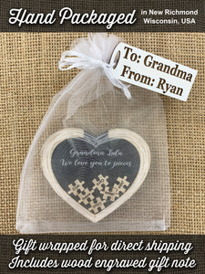 We Love You to Pieces MAGNET Personalized Heart Puzzle Gift for Grandma Grandpa with Grandchildren's Names on Pieces Customized Family Gifts