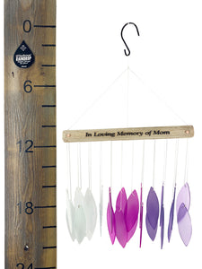 Memorial Stained Glass Wind Chime Sun Catcher Combo "In Loving Memory of Mom" Purple Sympathy Gift by Weathered Raindrop