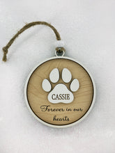 Pet Memorial Holiday Ornament "Forever in our Hearts" In Memory of Dog or Cat Sympathy Gift Paw Prints by Weathered Raindrop