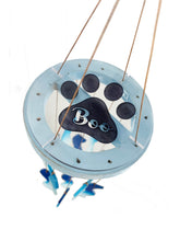 SALE: Sea Glass Paw Print Pet Memorial Wind Chime Sun Catcher Sympathy Gift in Blue or Green by Weathered Raindrop