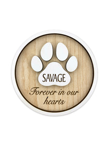 Pet Memorial Magnet "Forever in our Hearts" In Memory of Dog or Cat Sympathy Gift Paw Prints by Weathered Raindrop