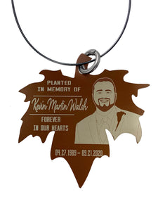 Tree Dedication With Picture Image Plaque Personalized Marker Sign Maple Leaf Metal Adjustable Tree Tag in Memory of a Loved One