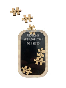 Puzzle Magnet Grandparent Gift "We Love You to Pieces" Personalized Grandchildren Keepsake by Weathered Raindrop