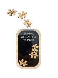Mother's Day Grandparents Gift "We Love You to Pieces" Personalized Grandchildren Keepsake by Weathered Raindrop