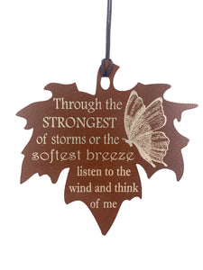 Memorial Butterfly Wind Chime Gift Sympathy Leaf Wind Chime in Memory Deep Tone and Personalized by Weathered Raindrop